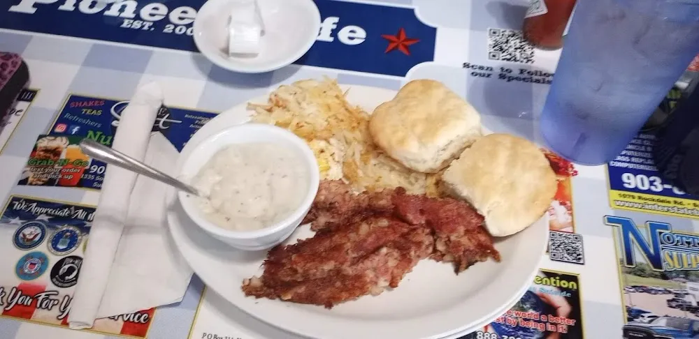 Corned Beef Hash Hashbrowns 1 Egg and 2 Biscuits with Gravy