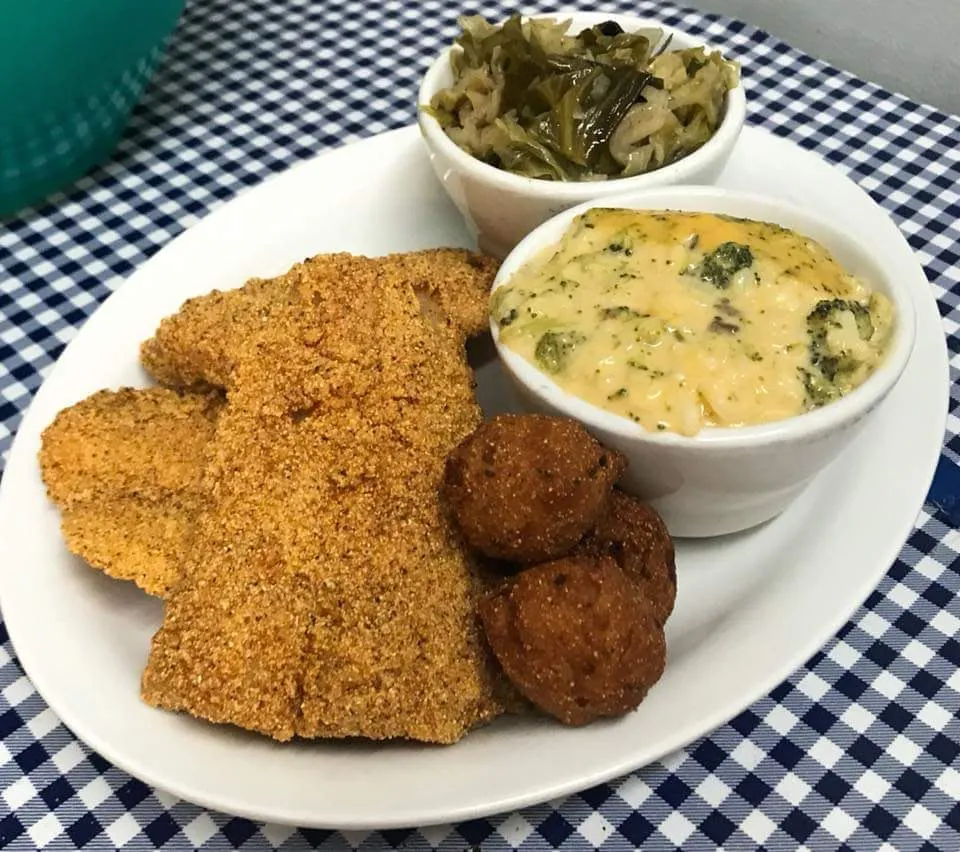 Fried Catfish Special with Broccoli & Cheese Casserole